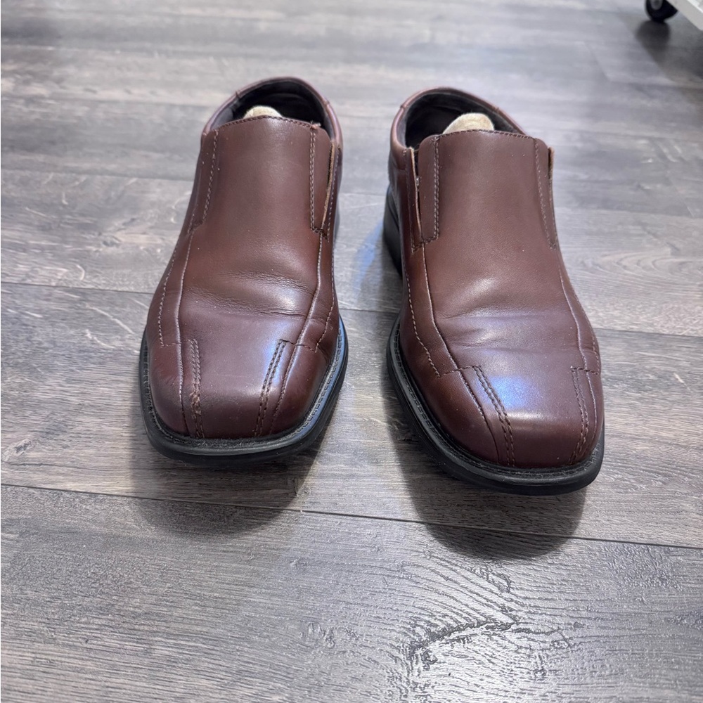 Men's‎ Clark's Brown Leather Slip On Shoes SZ 9.5
